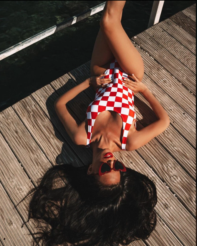 Croatia’s sexiest cheerleader Ivana Knoll stuns fans in ‘Crokini’ swimwear showing off her nation’s colours - Bóng Đá