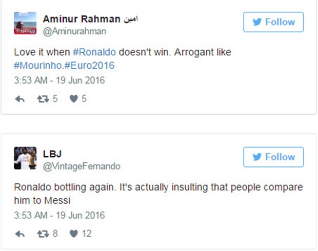 Nhiều chỉ trích dành cho ngôi sao người Bồ cũng đã xuất hiện.