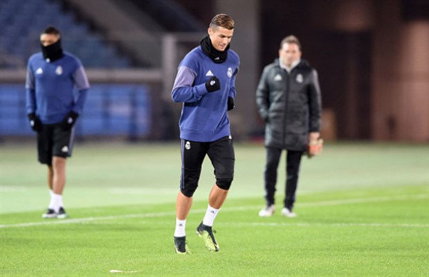 Ronaldo đã tỏ ra vô cùng thoải mái, và có phần phấn khích trong buổi tập mới đây của Real Madrid