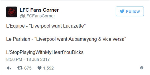 Nhưng đa số các CĐV Liverpool vẫn rất háo hức với việc Aubameyang sẽ tới Anfield.