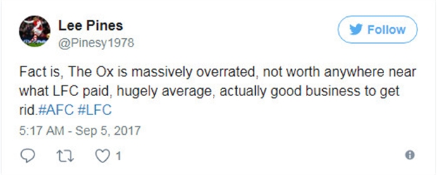 Nhiều ý kiến cho rằng truyền thông đã tâng bốc quá nhiều so với tài năng thật của OX. Bán được tiền vệ 24 tuổi này thật sự là trút được một gánh nặng cho Arsenal.