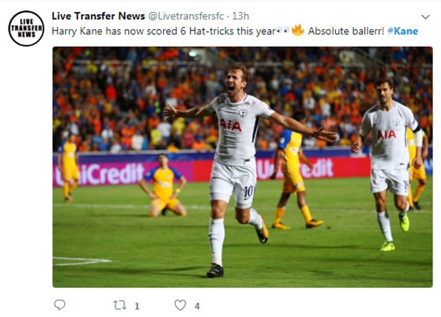 Kane đã có được tới 6 cú hat-trick trong năm nay.