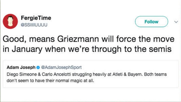 Thất bại của Atletico là niềm vui của Man Utd.