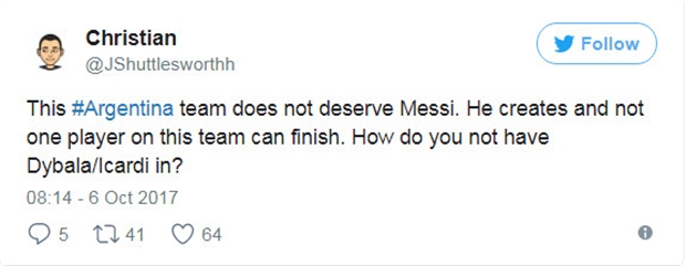 Nhiều ý kiến cho rằng tuyển Argentina hoàn toàn không xứng đáng có được một tài năng như Messi.