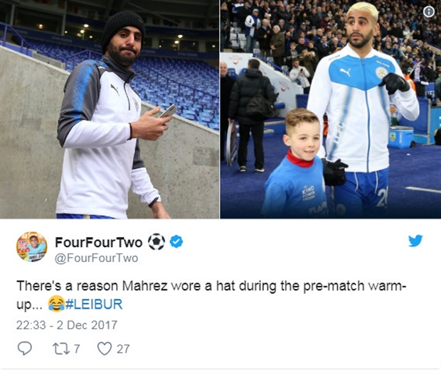 Trước đó nhiều người vẫn chẳng để ý đến mái tóc mới của Mahrez, khi anh liên tục đội nón.