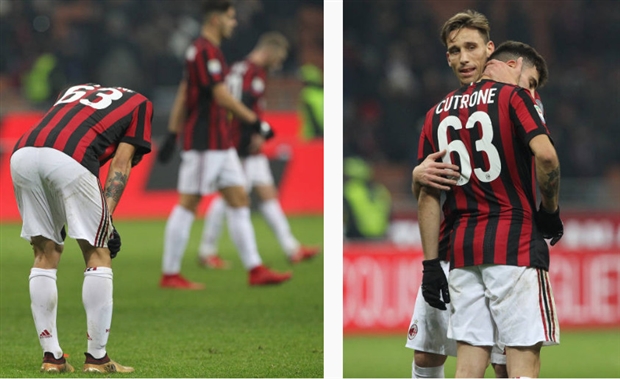 Sự tuyệt vọng đã xuất hiện trên gương mặt của các cầu thủ AC Milan.