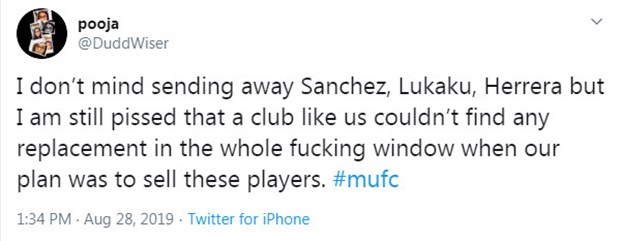 "Tôi chẳng bận tâm việc bán Sanchez, Lukaku,... nhưng tôi khá thất vọng vì chúng ta chẳng có được một sự thay thế nào trong suốt kỳ chuyển nhượng vừa qua."