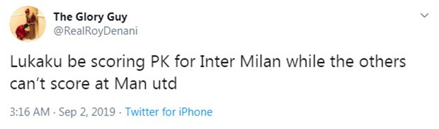 "Lukaku ghi bàn từ chấm phạt đền, trong khi các cầu thủ Man Utd thì chẳng thể làm được."