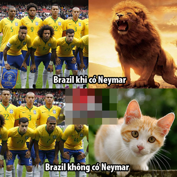 Brazil quá yếu ớt khi vắng Neymar. Ảnh: Internet.