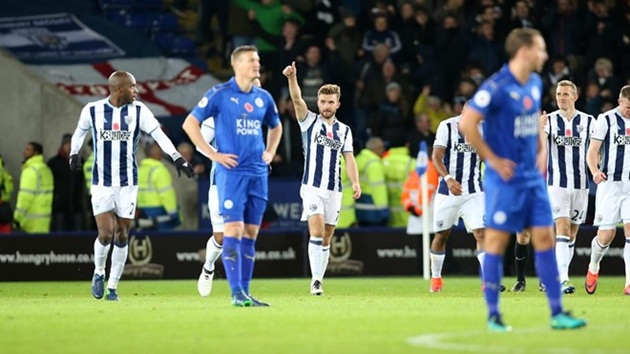 Leicester 1-2 West Brom: Mạch bất bại trên sân nhà kể từ tháng 9 năm 2015 của Leicester đã bị cắt đứt sau trận thua trước West Brom. Trước đó, họ đã trải qua 13 trận thắng và 7 trận hòa trên sân King Power. Ảnh: Internet.