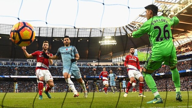 Man City 1-1 Middlesbrough: Sergio Aguero đã ghi bàn vào lưới 28/30 đội bóng anh từng đối mặt ở Premier League. Ảnh: Internet.