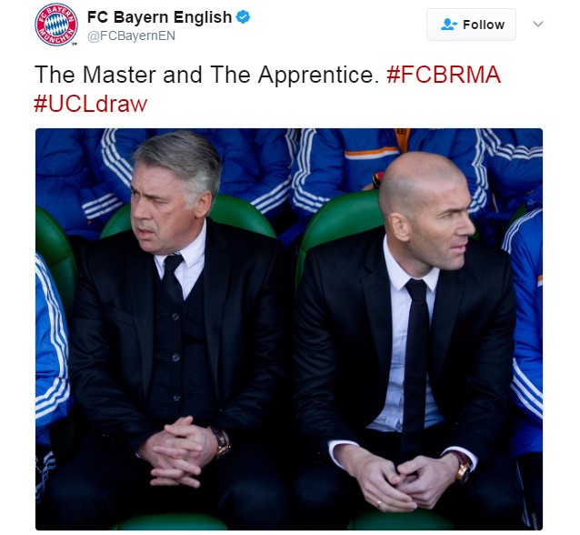 Dòng trạng thái của Bayern khiến khá nhiều fan Real tỏ ra "nóng mặt". Ảnh: Twitter.