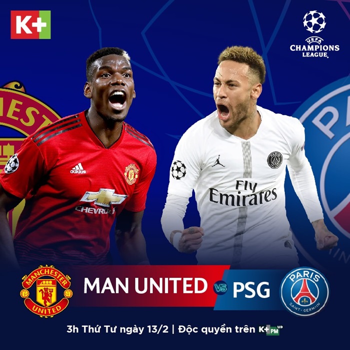 Đón xem trận đấu giữa MU và PSG vào lúc 3 giờ sáng ngày 13/2 trên K+PM
