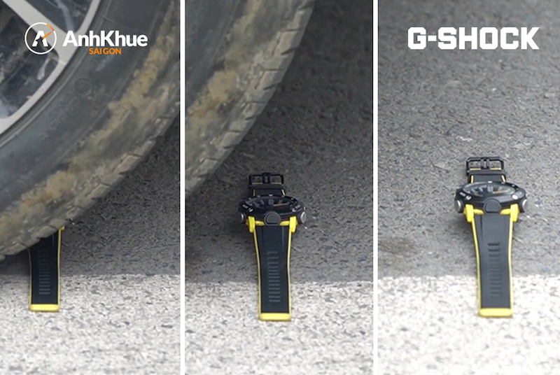Đồng hồ G-Shock không hề không hề hấn gì sau khi xe cán (Ảnh cắt từ clip)
