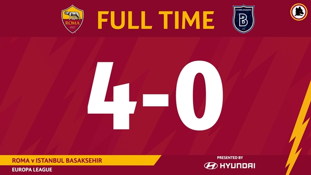 Trận đấu khép lại với tỉ số 4-0 nghiêng về AS Roma.