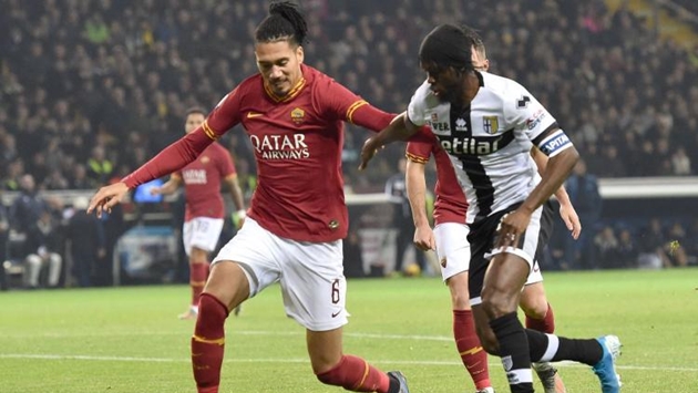 Chris Smalling trong màu áo AS Roma.