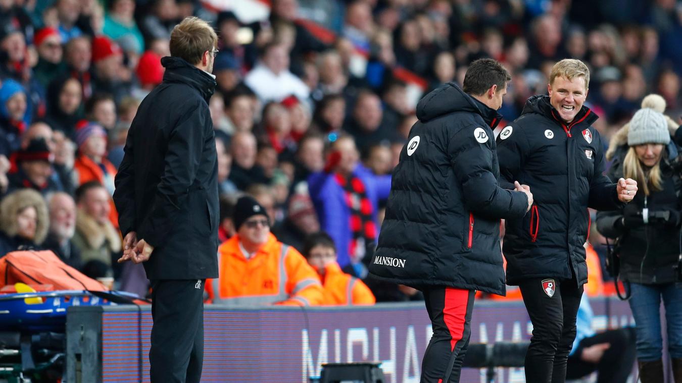 AFC Bournemouth 4-3 Liverpool: Jurgen Klopp chỉ còn biết nhìn đồng nghiệp ăn mừng.