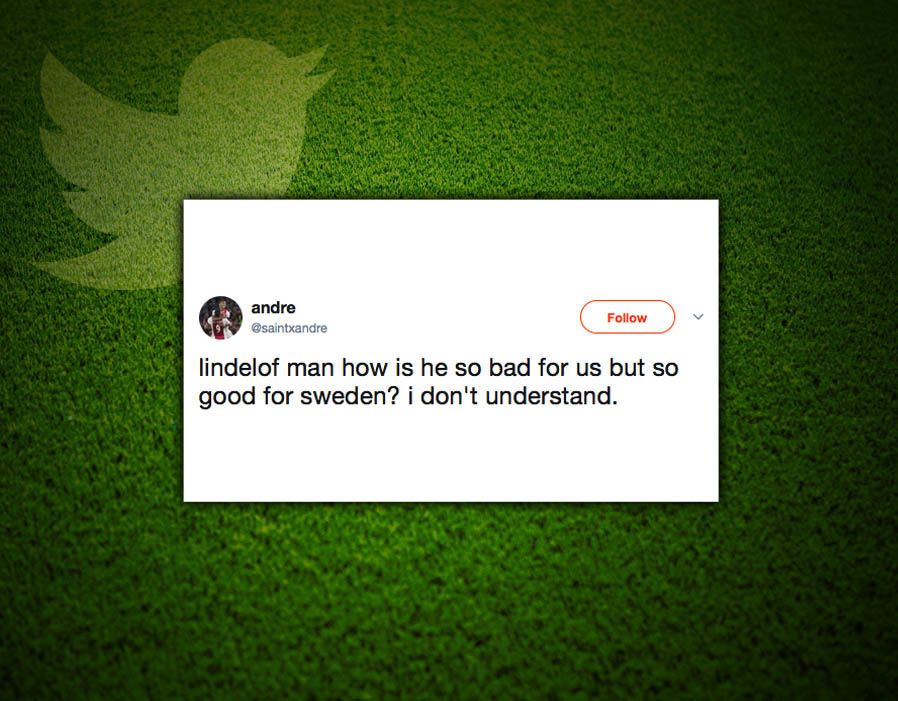 Lindelof ơi, sao anh tệ đến vậy khi chơi cho chúng tôi nhưng lại thi đấu quá hay ở tuyển? Chẳng thể hiểu nỗi.