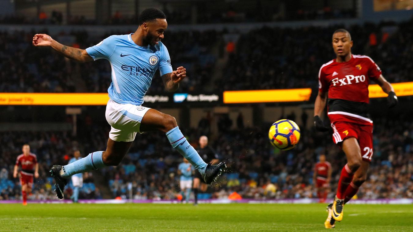 Manchester City 3-1 Watford: Raheem Sterling thực sự thi đấu khá thăng hoa dưới sự dìu dắt của Pep Guardiola.