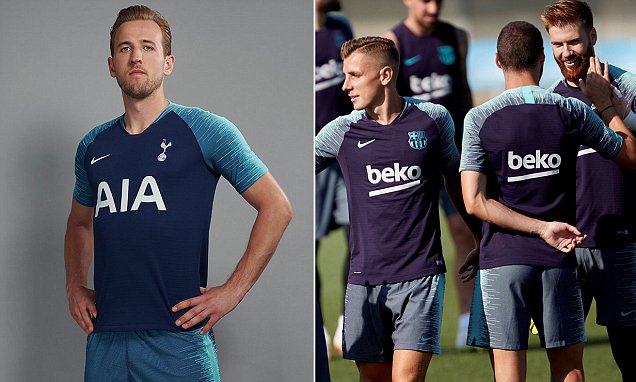 Nike cạn ý tưởng, áo đấu Tottenham giống y đúc áo tập Barcelona - Bóng Đá