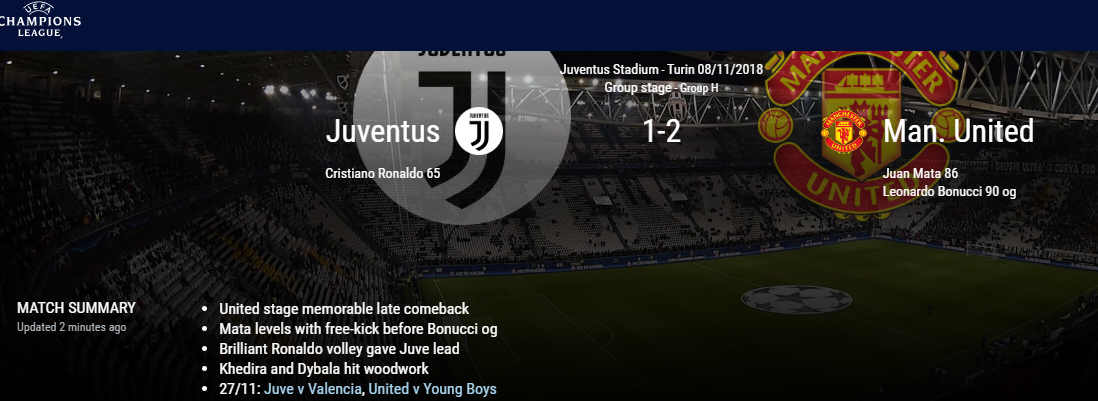Tranh cãi: Bonucci hay Sandro đá phản lưới trận Juventus 1-2 Man Utd? - Bóng Đá