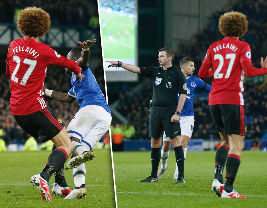 Fellaini từng bị chê bai khá nhiều vì những pha phạm lỗi kiểu như này.
