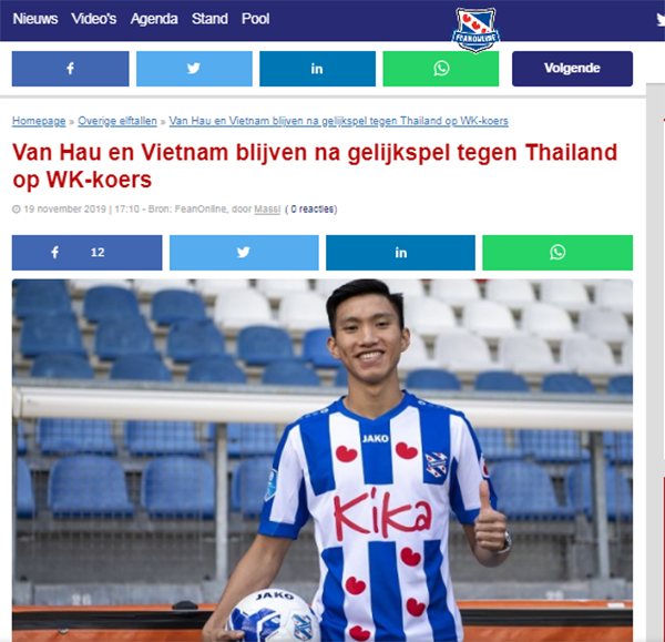 Báo Hà Lan khen ngợi Đoàn Văn Hậu sau trận hoà đáng tiếc trước Thái Lan - Bóng Đá