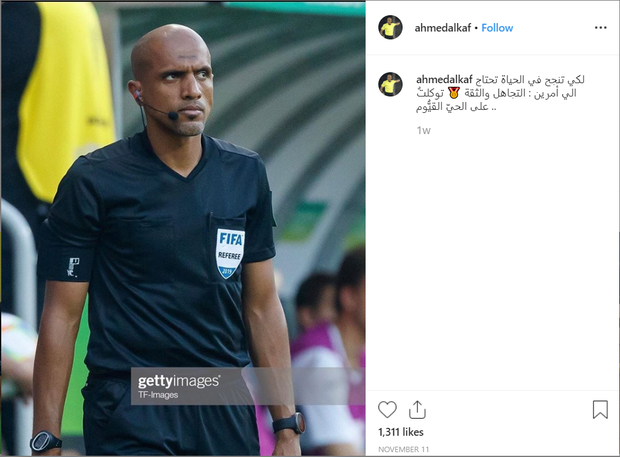 Trong tài Al Kaf khoá chức năng bình luận trên trang Instagram cá nhân.