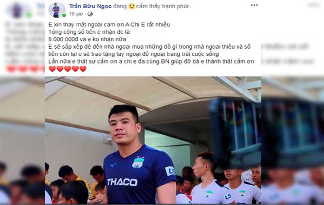 Cựu thủ môn ĐT Việt Nam thực hiện nghĩa cử với CĐV 