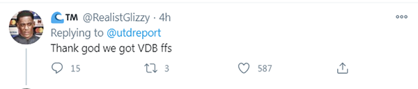 Ngay lập tức, các CĐV Man Utd đã bình luận sôi nổi. "Cảm ơn Chúa chúng ta vẫn còn Van de Beek."