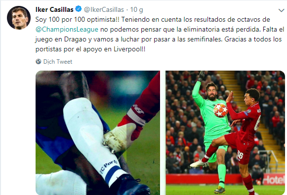 Không phục Liverpool, Casillas có hành động