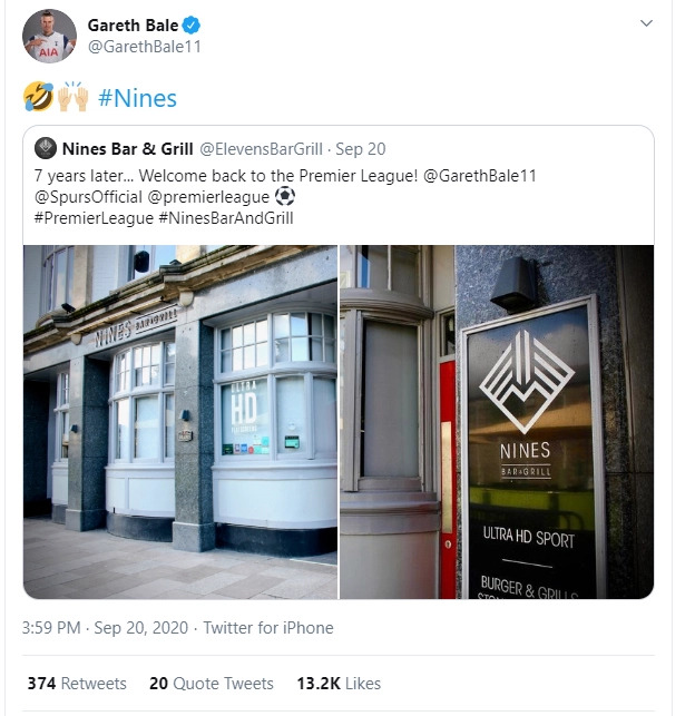 Gareth Bale in thinly-veiled swipe at Real Madrid after changing name of his Elevens Bar and Grill to ‘Nines’ - Bóng Đá