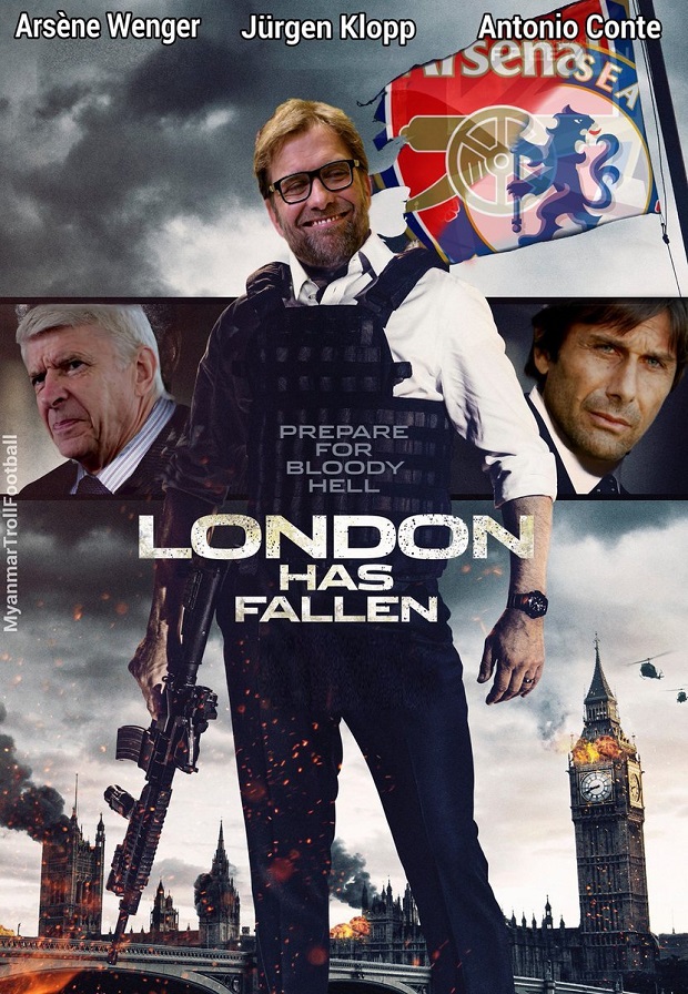 Bức ảnh chế 'Thành London thất thủ' dưới tay Klopp. Ảnh: Internet