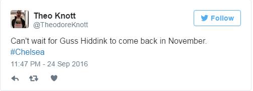 'Không thể đợi đến ngày Guus Hiddink trở lại vào tháng 11 tới.' Ảnh chụp màn hình.