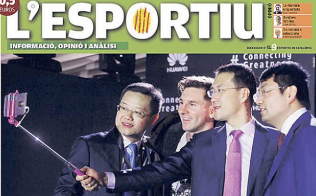 Messi là 1 trong những đại sứ hình ảnh của Huawei. Ảnh: Sports.