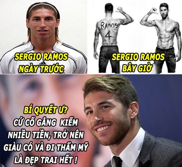 Bí quyết trở nên đẹp trai của Sergio Ramos. Ảnh: Internet.