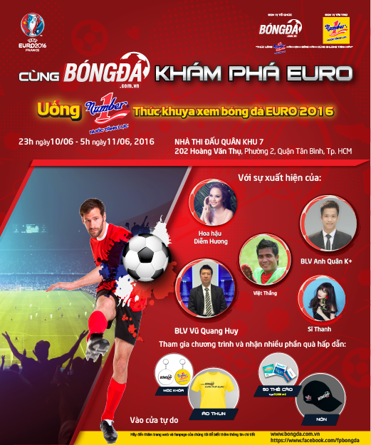 Chương trình "Cùng bóng đá khám phá EURO" với những chương trình đặc sắc chính thức khai mạc vào lúc 23h ngày 10/6.