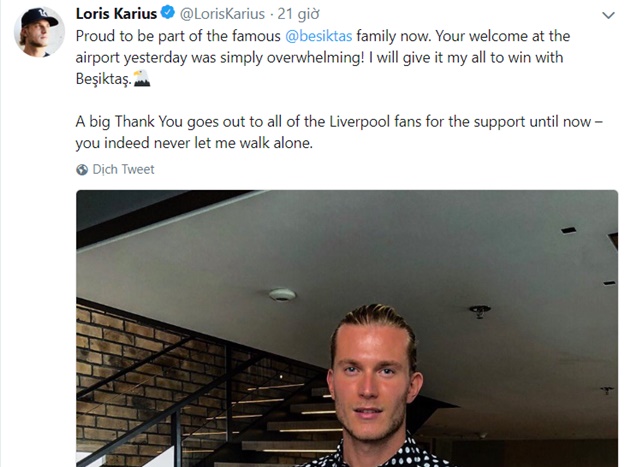 Karius post twitter tri ân fan Liverpool - Bóng Đá