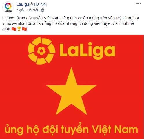 Thông điệp thứ hai từ BTC La Liga đến ĐT Việt Nam.