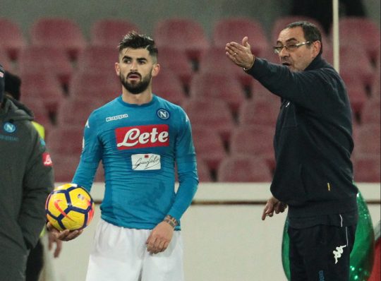 Sarri và Hysaj tại Napoli ngày trước.