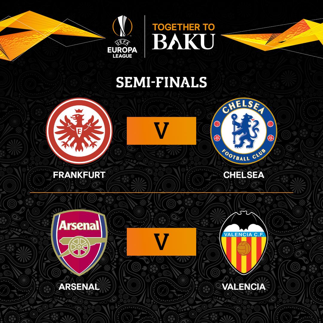 Chelsea sẽ gặp Frankfurt, trong khi Arsenal đối đầu Valencia.