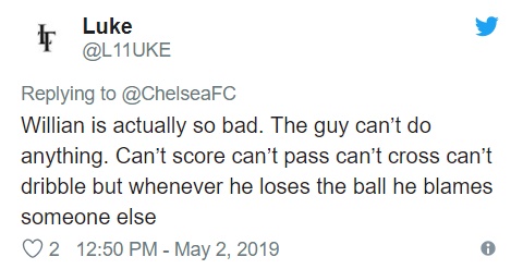 Fan Chelsea chỉ trích Willian - Bóng Đá