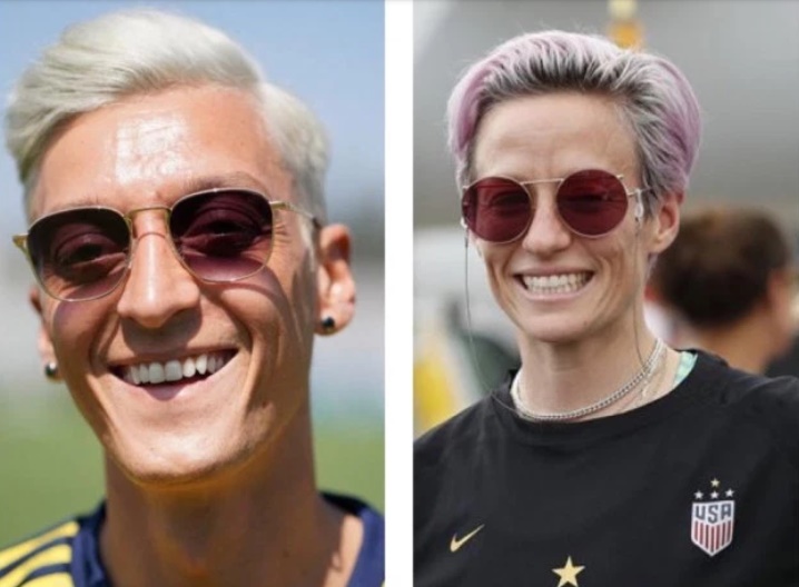  Ozil dyed hair after losing bet to Lacazette as Aubameyang compares him to Rapinoe  - Bóng Đá