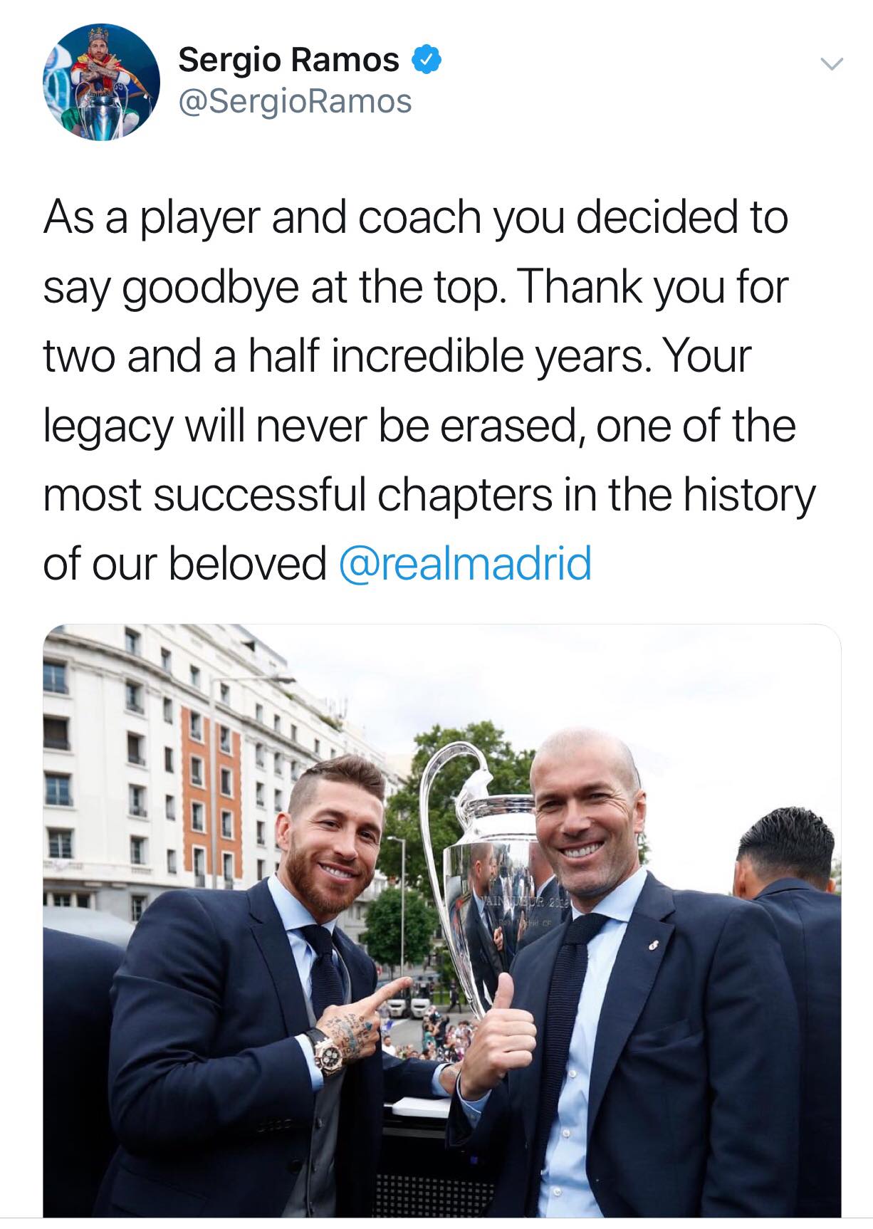 Zidane tiết lộ phản ứng của Ramos khi nghe tin từ chức - Bóng Đá