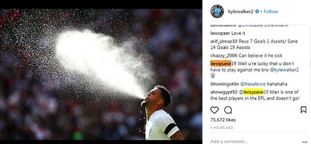 Leroy Sane hài hước đối đáp trên Instagram khi bị loại khỏi World Cup - Bóng Đá