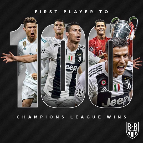 Trận thắng trước Valencia là lần thứ 100 Ronaldo được hưởng hương vị chiến thắng tại Champions League. CR7 là cầu thủ đầu tiên có vinh dự này. Đồ họa: Bleacher Report.