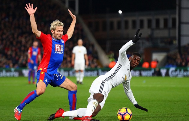 Yohan Cabaye tranh chấp với Paul Pogba.