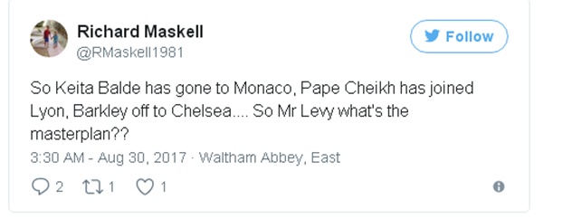 Keita đến Monaco, Cheith đến Lyon, Barkley gần Chelsea. Kế hoạch của Chủ tịch Levy là gì vậy?