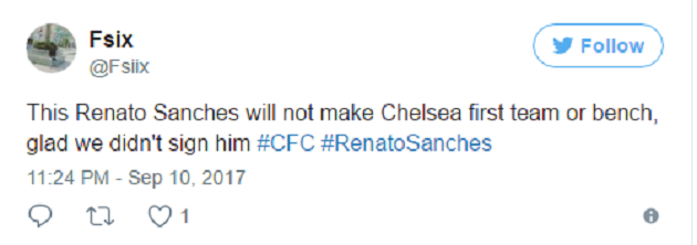Sanches không xứng đáng có tên ở đội một, thậm chí là ghế dự bị ở Chelsea. Thật vui vì chúng ta không kí với cậu ta.
