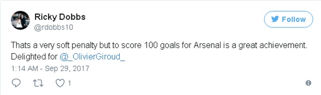 100 bàn thắng cho Pháo thủ là một thành tựu đáng nể của Giroud.